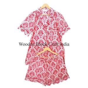 Conjunto de Pijama de Algodón para Mujer al por Mayor, Camisón Floral de Manga Corta, Ropa de Dormir Transpirable y Cómoda para Todas las Temporadas - Product Image 5