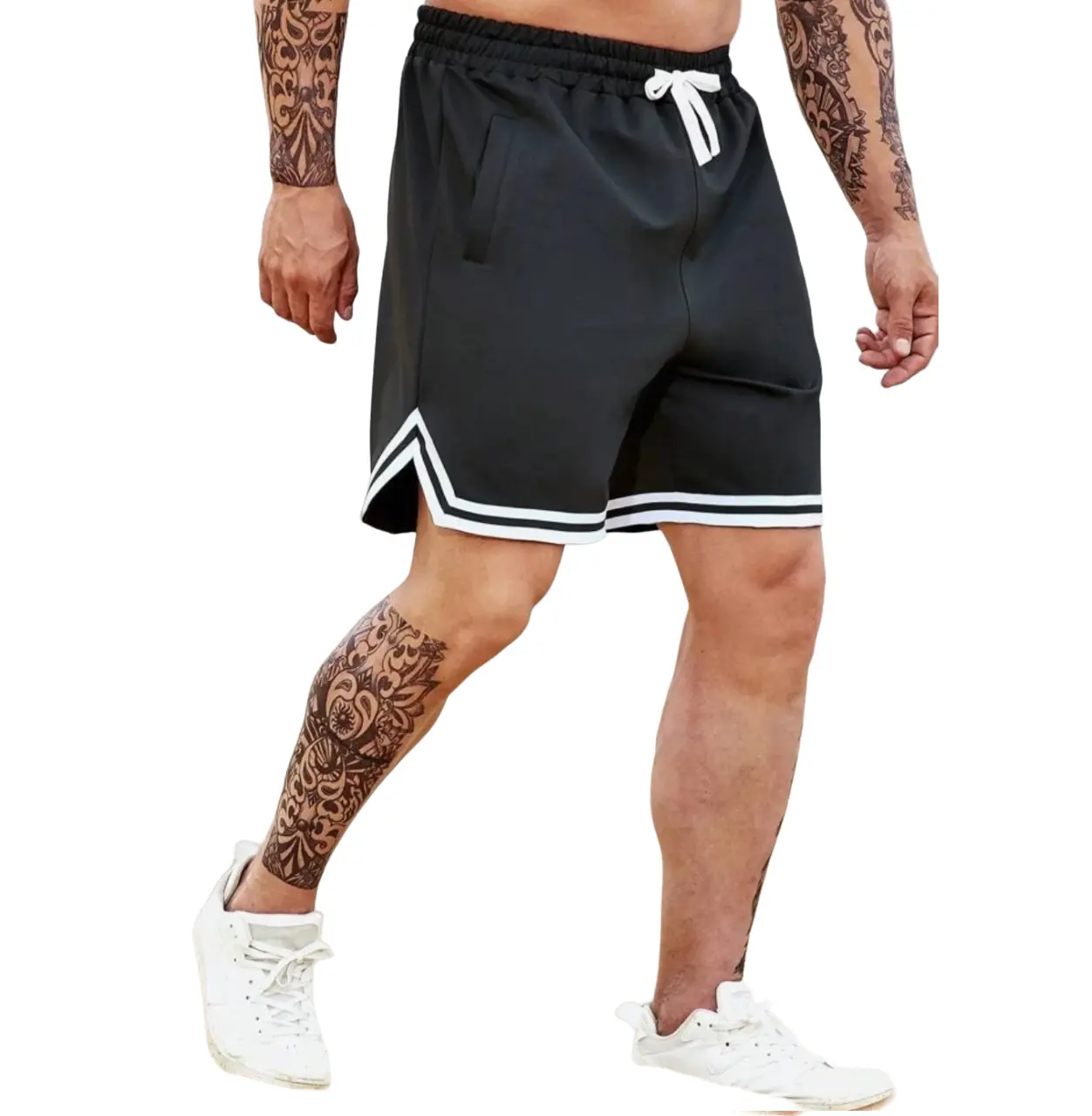 Men's Linen Shorts Street Wear Running Polyester Striped Shorts Outdoor Summer Beach Shorts Wholesale Price Manufacturer
