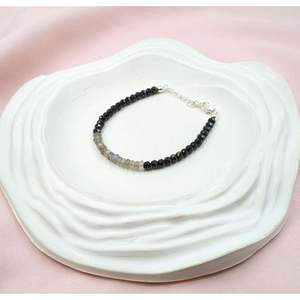 Black Spinel & Blue Flashy Labradorite Beaded <b>Bracelet</b> Fashion Jewelry for Women - Product Image 3