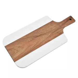 Planche à découper en bois d'acacia et marbre de qualité supérieure pour la préparation de la cuisine, le service du fromage et la présentation des aliments - Product Image 1