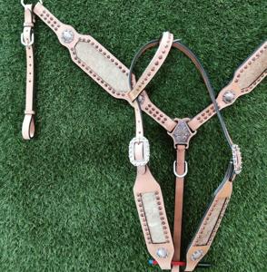 Productos esenciales para caballos ecuestres Easy-Care Western Headstall Cuero de PVC con modelos de algodón blanco Accesorios de latón Equitación - Product Image 4