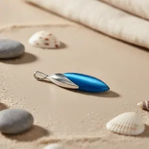 Bijoux en argent sterling faits à la main, cadeau, pendentif en pierre précieuse bleue argentée, plaqué rhodium, or rose, pendentifs à breloques en or, motif numérique - Product Image 3