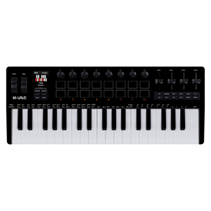 M-Vave SMK-37 PRO <span class=keywords><strong>Mini</strong></span> clavier MIDI 37 touches sensibles à la vélocité supportant la console de contrôle sans fil avec 16 pads de batterie RVB - Product Image 1