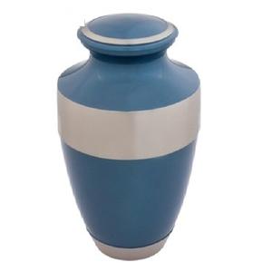 Urnes funéraires pour adultes en laiton de haute qualité avec bande étain et couleur sarcelle Urnes funéraires en métal fini pour cendres humaines - Product Image 5