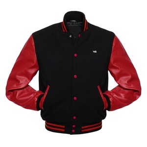 เสื้อแจ็คเก็ตเบสบอลแขนยาวพิมพ์ลายนูนแบบกำหนดเองสำหรับผู้ชาย เสื้อแจ็คเก็ต Letterman แบบเรียบ คอตั้ง สำหรับฤดูหนาว ขายส่ง - Product Image 1