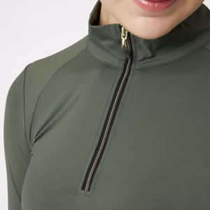 Camiseta de compresión de manga larga con cremallera de un cuarto para mujer, transpirable, ligera, de talla grande, de secado rápido y ajuste delgado para entrenamiento - Product Image 3