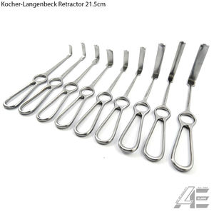 Juego de 9 Retractores Kocher Langenbeck para Heridas, 21 cm, Punta Biselada, Instrumento Quirúrgico, ODM OEM LA ELAHI and CO - Product Image 2