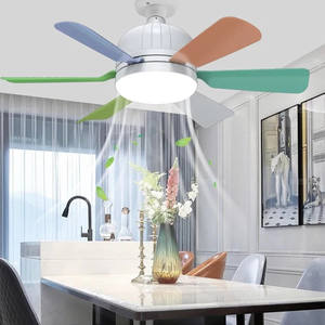 Plafonnier LED moderne 2-en-1 avec télécommande, 5 pales, moteur AC/DC, corps en plastique - Ventilateur et éclairage pour chambre et cuisine - Product Image 2