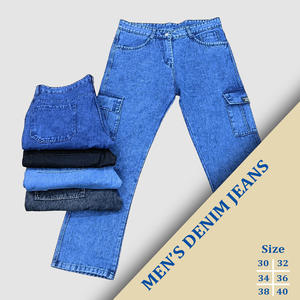 High Quality Woven Yarn Dyed Heavyweight Cotton Denim Cargo Jeans-Relaxed Fit Loose Multi-Pocket <b>Utility</b> Tactical PU Coated - Product Image 1