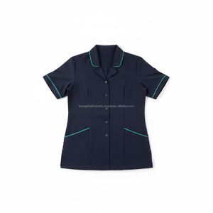 Tenue d'infirmière unisexe personnalisée OEM en satin 100 % coton léger, col en V, avec plusieurs poches et détection d'aiguilles - Product Image 3