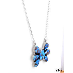 Collier artisanal Southwest Golden Hills avec motif floral turquoise en argent sterling - pour les occasions de cadeaux - Product Image 3