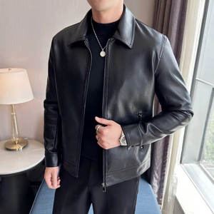 Chaquetas de Cuero de Primera Calidad con Cuello Camisero, Diseño Nuevo, Venta Directa de Fábrica, Chaquetas de Cuero a Precios Económicos - Product Image 4