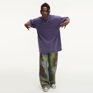 T-shirt lourd 300GSM lavé à l'acide surdimensionné en gros 100 coton pour hommes t-shirt vintage blanc personnalisé avec logo personnalisé - Product Image 2