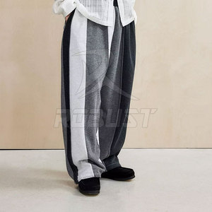 Men's High Casual Mid Waist Plain Dyed Waterproof Breathable Eco-Friendly Loose Fit Drawstring Straight Jogger Pants Street - Product Image 4