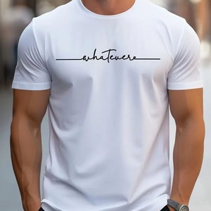 Camiseta con patrón colorido para hombre para primavera y verano, estampado de letras, Color sólido, cuello redondo, manga corta, Top para hombre, servicio OEM - Product Image 4
