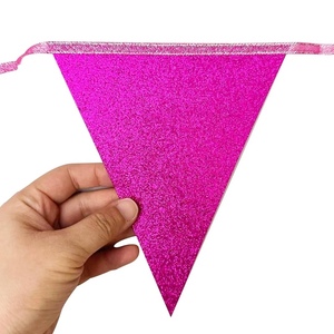 <span class=keywords><strong>Guirlande</strong></span> triangulaire personnalisée en papier <span class=keywords><strong>rose</strong></span>, à paillettes, motif léopard et carreaux, pour la décoration de fête d'anniversaire ou de baby shower - Product Image 5
