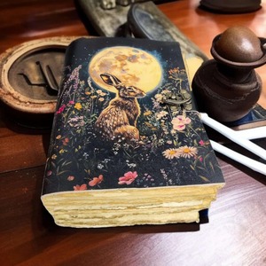 Large Vintage Grimoire Journal 400 Page Spell <b>Book</b> Shadows <b>Easter</b> Bunny Rabbit Theme Thread Sewing Christmas Gift for Him Her - Product Image 5