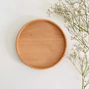 Assiette en bois ronde Assiette de service polyvalente et assiette décorative en bois naturel par l'artisanat du croissant - Product Image 2
