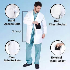 เสื้อโค้ทแลปทางการแพทย์ผ้าฝ้าย100% เสื้อคลุมห้องปฏิบัติการทางการแพทย์สำหรับใช้ในโรงพยาบาล - Product Image 5