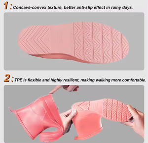 <span class=keywords><strong>Botas</strong></span> de goma de <span class=keywords><strong>lluvia</strong></span> de agua de suela gruesa de tubo corto de moda <span class=keywords><strong>para</strong></span> <span class=keywords><strong>mujer</strong></span> antideslizantes <span class=keywords><strong>y</strong></span> resistentes al desgaste - Product Image 4