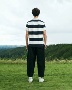 High Quality Cotton Knitted Breathable Casual Men's <b>Short</b>-<b>Sleeved</b> <b>Button</b>-<b>Up</b> Regular-Length Striped Patch for Shirt Print Routine - Product Image 4