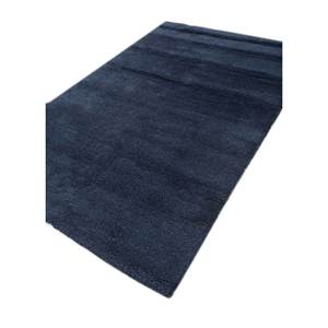 Tapis artisanal en laine et soie patchwork bleu, couleur unie, rectangulaire, Skws-125, pour la maison, le couloir, le salon ou la chambre - Product Image 2