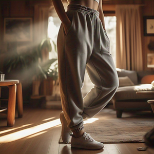 Pantalones de chándal de pierna ancha para mujer, pantalón de lana con cordón alto, pijama de estilo callejero para mujer, pantalones de chándal para mujer - Product Image 5