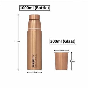 Bouteille d'eau en cuivre Jumbo de luxe avec verre pour salle de sport Yoga Office Bouteille d'eau en cuivre pur Bouteille de 1000 ml au coût le plus bas - Product Image 4