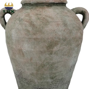 Jarrón de cerámica hecho a mano <span class=keywords><strong>con</strong></span> asas, maceta de terracota Vintage rústica, Wabi-Sabi jarrón <span class=keywords><strong>con</strong></span> arreglo floral, decoración del hogar para interiores y exteriores - Product Image 4