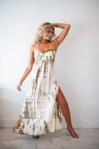 100% Rayon Attractive Bohemian Style Sleeveless Maxi <b>Dress</b> for Women <b>Sexy</b> Shoulder Solid Pattern Holiday Ladies Casual <b>Dress</b> - Product Image 4