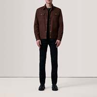 Veste en jean réversible pour homme Colberto Brown en toile cirée, imperméable, respirante, gaufrée, style sportif urbain avec fermeture éclair