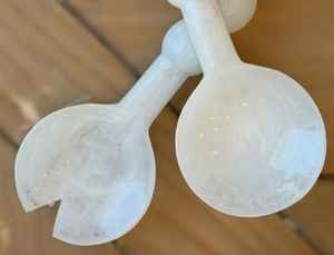 Ensemble de service à salade en résine rose tendance, manche à bulles, cuillère et fourchette en acrylique marbré, vaisselle de cuisine, outil de service pour la restauration, article alimentaire - Product Image 3