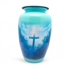 Urnas de cremación de metal, urna cruzada grande para cenizas humanas, entierro funerario, urna para adultos de 10 ", memoriales perfectos - Product Image 2