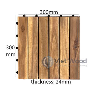Viet Wood 300x300mm Contemporary Waterproof Anti-Slip Eco-Friendly <b>Interlocking</b> Vietnam Acacia Outdoor Decking <b>Tiles</b> Matt Finish - Product Image 2