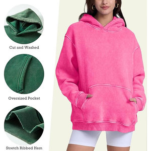 Sudadera con Capucha Extra Grande de Poliéster/Algodón Lavada al Ácido, Estilo Urbano Unisex, Sudadera Vintage de Invierno de Peso Pesado, Corte Cuadrado - Product Image 3
