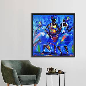 Modern <b>Canvas</b>: Abstract Artwork of Three Black Women,Black <b>Framed</b> - Product Image 1