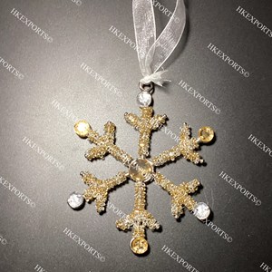 Adorno Navideño de Copo de Nieve con Cuentas Hecho a Mano, Tamaño Mediano, Decoración Colgante de Lujo, Color Dorado - Product Image 2