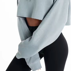 Camiseta de Manga Larga para Mujer, Blusa Linda Informal, Sudadera con Capucha Súper Suave para Gimnasio, Top Corto Transpirable con Capucha para Invierno - Product Image 4