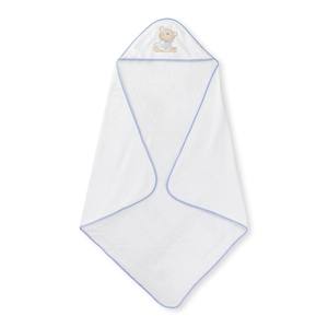 Mod. Serviette de Bain Carrée 100x100 cm en Coton Éponge 400 GSM, Blanche/Bleue, avec Motif Dessin Animé, pour Nouveau-né, Idéale pour la Salle de Bain - Product Image 1