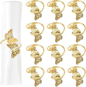 Hebillas de anillo de servilleta de Metal de mariposa doble para tocar a las cenas, decoración de mesa perfecta de alta calidad, impresiona a tus invitados - Product Image 4