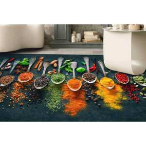 Vibrant Indian Spices <b>Kitchen</b> <b>Rug</b>, 3D Printed Colorful <b>Runner</b> <b>Rug</b>,With Pile Soft <b>Rug</b> - Product Image 3
