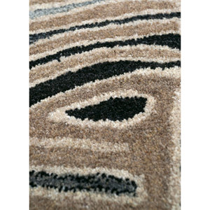 พรมจาไพร์ FR Tahn-11 สีเบจและสีน้ำตาล ทอมือจากขนสัตว์ ลายแบบโบโฮ สำหรับห้องนั่งเล่นหรือทางเดิน - Product Image 3