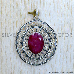 Magnifique pendentif en argent sterling 925 avec rubis et pierres précieuses Pendentifs fins en gros - Product Image 2