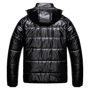 Chaqueta acolchada brillante para hombre, chaqueta acolchada de lana, calle principal de invierno con cuello con capucha, cremallera, resistente al agua - Product Image 2