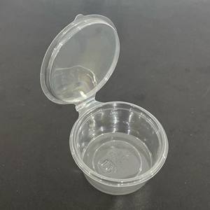 Precio bajo de fábrica desechable PET salsa contenedor plástico salsa tazas 2oz 60ml con tapa con bisagras para pequeño transparente para llevar - Product Image 2