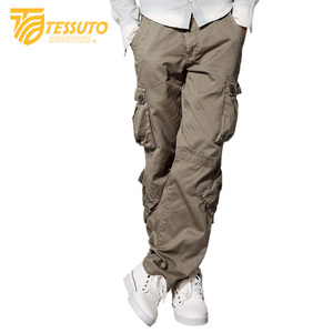 Pantalones cargo de algodón 100% de alta calidad para hombre, pantalones largos para exteriores, estilo deportivo informal táctico, liso, teñido, de lana media, bajo MOQ - Product Image 2