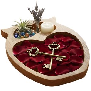 Plateau de service en bois en forme de hibou, bois naturel poli et assaisonné, plat décoratif à compartiments pour collations, facile à nettoyer, à vendre - Product Image 4