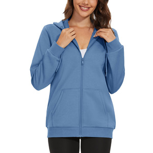 Sweat à capuche zippé en coton polaire de sport personnalisé de haute qualité pour femmes Printemps Automne Sweats à capuche tricotés pour femme - Product Image 3