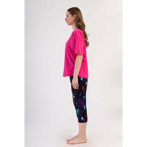 Ensemble Capri pour femme en lycra suprême XXL, col rond, épaules tombantes, manches courtes, avec poignets ovales - Cerise - Cerise - Product Image 3