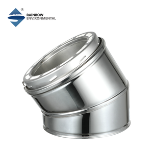 Tuyau de cheminée en acier inoxydable à double paroi isolé, coude fixe à 30 degrés - Product Image 2